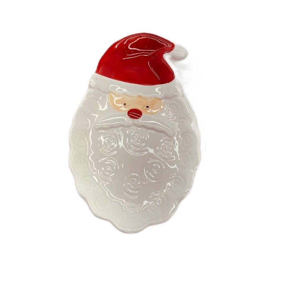 Vintage Santa Claus Porcelain Candy Dish Spoon Rest Hand Painted Red Christmas - Picture 2 of 4
